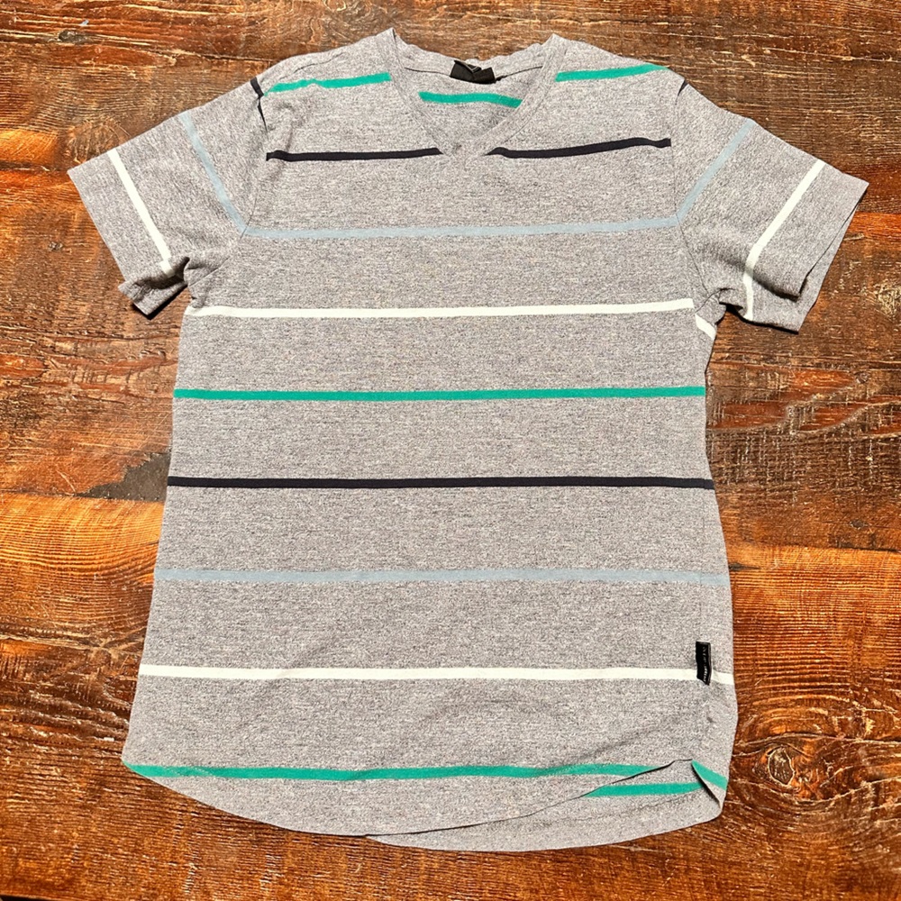 Kids Gray Striped Short Sleeve Tee